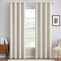 MIULEE 100% Blackout Linen Curtains for Bedroom Thermal Insulated Birch Grommet Room Darkening Curtains & Drapes for Living Room Nursery 52 x 108 Inch (2 Panels)