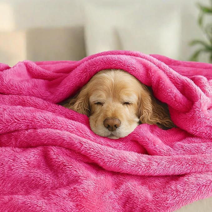 Exclusivo Mezcla Plush Fuzzy Fleece Bed Blanket King Size, Super Soft, Fluffy and Warm Blankets for Couch, Bed, All Season (Hot Pink, 90x104 inches)