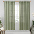 LAMIT Sage Green Linen Curtains for Living Room, 78 inch Length, Light Filtering Semi Sheer Panels with Back Tab and Rod Pocket, Christmas Panels for Bedroom/Sliding Glass Door, 52 x 78 Inch