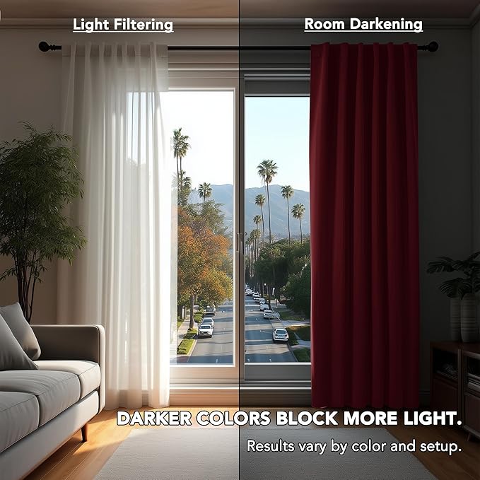 Deconovo Rod Pocket and Back Tab Blackout Curtains for Living Room Thermal Insulated Room Darkening Curtains 42Wx95L Inch Burgundy Red 2 Panels