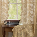 YJ YANJUN Vintage Lace Curtains 72 Inches Long-Victorian Floral Pattern Tan Sheer Curtain Panels for Living Room Bedroom,Light Filtering, Rustic Farmhouse Neutral Decor 2 Panels 52W x 72L Taupe