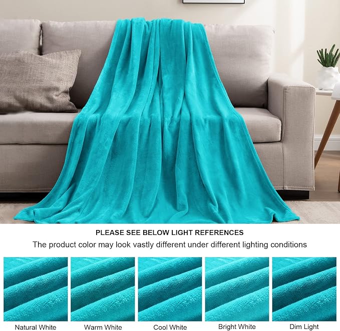 BEDELITE Fleece Blanket Teal Throw Blanket for Couch & Bed, Luxury Plush Cozy Fuzzy Blanket 50" x 60", Super Soft Warm Lightweight Throw Blanket for Travel Camping