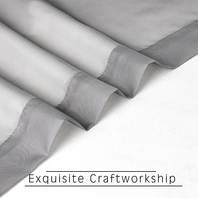 OWENIE Grey Sheer Curtains 72 Inches Long 2 Panels, Transparent Voile Sheer Curtain Double Rod Pocket Gauze Drapes for Living Room Bedroom Window Sliding Glass Door Treatment, 42 x 72 Inch