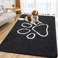 Smiry Dog Door Mat for Muddy Paws, Absorbent Dirt Trapper Non Slip Quick Dry Washable Chenille Mat for Mud Dogs, Entry Rug for Indoor and Outdoor (70x35 Inches, Black and White)