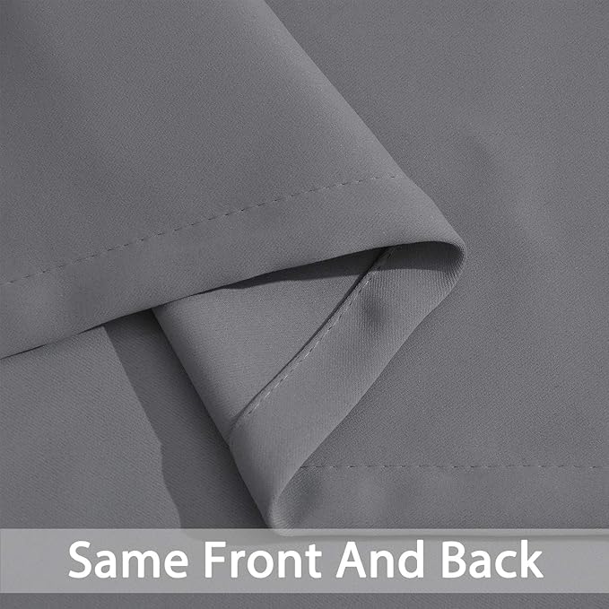 Yakamok Room Darkening Gray Blackout Curtains 84 Inch Long Light Blocking Thermal Insulated Window Treatment Grommet Drapes for Bedroom Living Room, 52W x 84L, Grey Curtains, 2 Panels