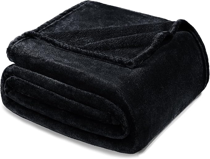 Exclusivo Mezcla Fleece Blanket Twin Size for Bed, Super Soft and Warm, All Season, Cozy, Plush, Lightweight, 90x66 Inches, Black