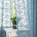 YJ YANJUN Vintage Lace Curtains 54 Inch Length for Bathroom - Slate Blue Floral Kitchen Short Sheer Window Panels with Scalloped Edge Boho Coatal Small Window Treatments Rod Pocket W52 X L54 Denim