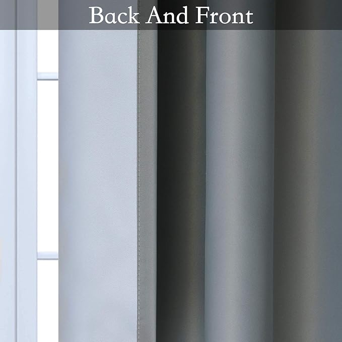 SimpleHome Ombre Room Darkening Curtains 63 inch Long for Bedroom,Gradient Grey White to Gray Light Blocking Thermal Insulated Grommet Curtains Window Drapes for Living Room,2 Panels, 42x63 inches