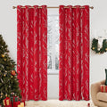 Deconovo Christmas Red Curtains, Blackout Drapes, Soundproof Curtain, Silver Print, 52 x 95 Inch Long, 2 Panels, Machine Washable Window Panel for Living Room Bedroom Festival Party Decoration Kitchen
