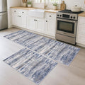 KOZYFLY Modern Abstract Area Rugs 2PCS 2x3 and 2x6 Blue-Grey Machine Washable Runner Rug Non-Slip Living Room Rug, Faux Wool Soft Low Pile Office Carpet for Hallway Entryway Bathroom Bedroom