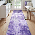 Washable Area Rugs 2'x8' Non-Slip Modern Abstract Soft for Living Room Entryway Bedroom Nursery, Print Pattern, Purple Gray Pink White