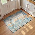 Entrance Rugs Indoor 2x3 Blue Entry Rug Washable Abstract Small Area Rug Non-Slip Low Pile Throw Rugs for Entryway, Kitchen Floor, Front Door Indoor Door Mat, Bathroom, Bedroom Bedside