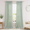 Extra Long Aqua Green Linen Curtains 120 Inch for Living Room 2 Panels Set Rod Pocket Back Tab Light Filtering Semi Sheer Linen Window Drapes Privacy High Ceiling Drapes for Farmhouse 52x120