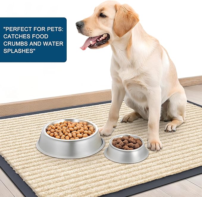 OLANLY Front Door Mat Indoor Outdoor Entrance, 2-Pack 33 x 21 Inch, Waterproof Heavy Duty Doormat, Fade Resistant, Low Profile, Easy Clean Patio Porch Welcome Floor Mats for Entry, Beige