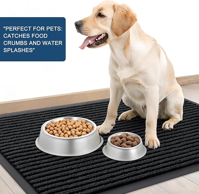 OLANLY Front Door Mat Indoor Outdoor Entrance, 2-Pack 33 x 21 Inch, Waterproof Heavy Duty Doormat, Fade Resistant, Low Profile, Easy Clean Patio Porch Welcome Floor Mats for Entry, Black