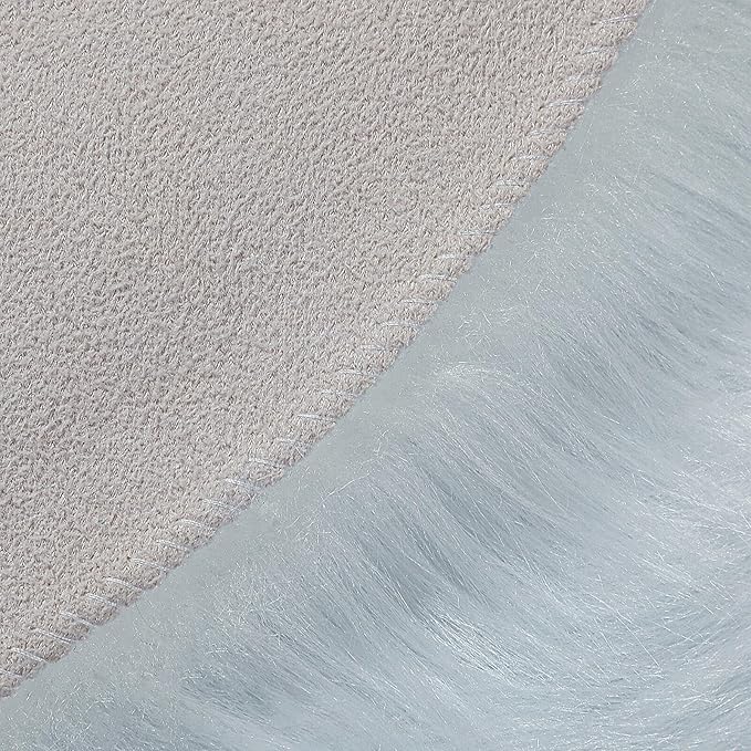 linmopm Faux Fur Rug Sheepskin Shag Fluffy Fuzzy White 2x6 ft Runner Rugs for Bedroom Bedside Bed Floor Living Room Plush High-Density Cushion Carpet Super Sofa Cover