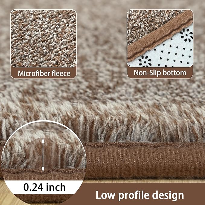 AROGAN Washable 2x8 Runner Rug for Hallway, Long Runner Rugs wtih Soft Memory Foam for Bedroom, Non Slip Backing Carpet Runners for Hallways, Kitchen, Bathroom, Entryway Home Decor, Matte Brown