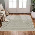 Latte&Fog 2x3 Entryway Rug, Small Modern Abstract Door Mat, Washable Kitchen Rug, Boho Non Slip Low Pile Carpet for Indoor Kitchen, Entry, Front Door and Bathroom - Beige