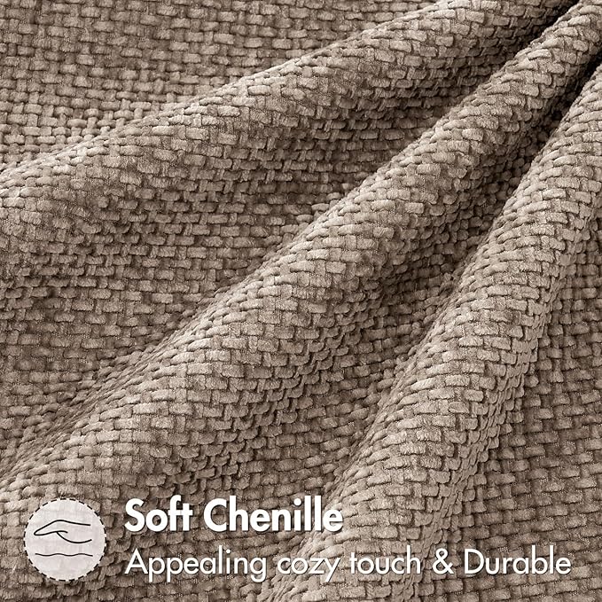MIULEE Pack of 2 Couch Throw Pillow Covers 20x20 Inch Light Khaki Boho Accent Decorative Pillow Covers Soft Chenille Farmhouse Taupe Cushion Covers for Home Decor Bed Sofa Living Room