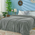 inhand Grey Fleece Queen Blanket for Bed, Super Soft Flannel Cozy Blankets for Adults, Lightweight Leaves Pattern Fuzzy Blanket for Office,Travel, Warm Plush Blankets for All Season, 90x90 Inches