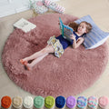 Blush Fluffy Round Rug 5Ft for Bedroom, Fuzzy Plush Circle Area Rugs for Baby Kids Room Decor Aesthetic, Shaggy Circular Carpet for Teen Girls Nursery Dorm Playroom, Cute Dusty Rose Mauve Rug