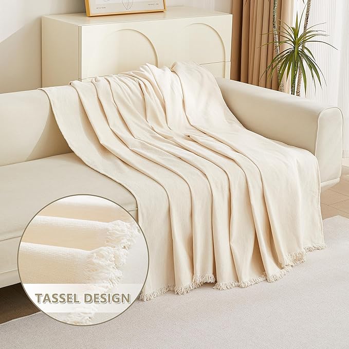 MYSKY HOME Sofa Covers Couch Cover Chenille Sofa Cover Sectional Couch Covers for 2 Cushion Couch Sofa Living Room Futon L Shaped Sofa Slipcovers for Dogs and Pets, Beige, 71"x 134"