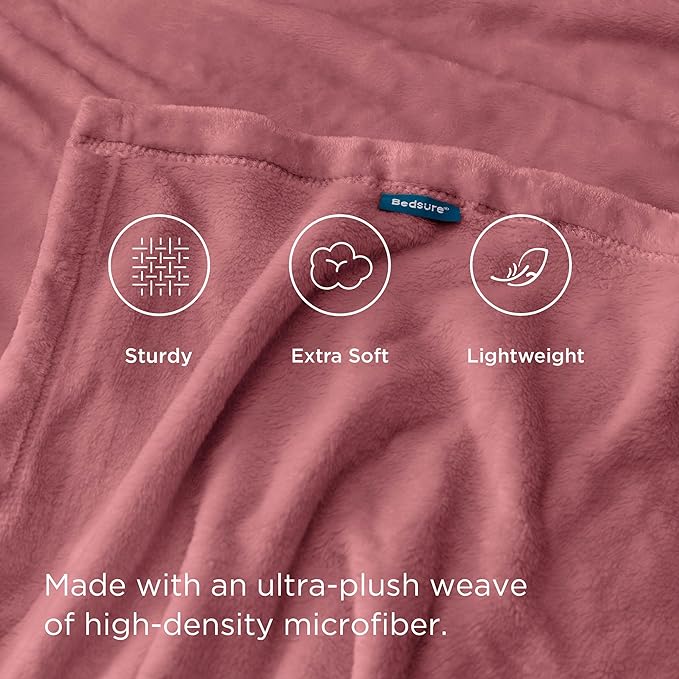 Bedsure GentleSoft Fleece Bed Blankets Queen Size Dusty Rose - Soft Lightweight Plush Fuzzy Cozy Luxury Blanket Microfiber, 90x90 inches