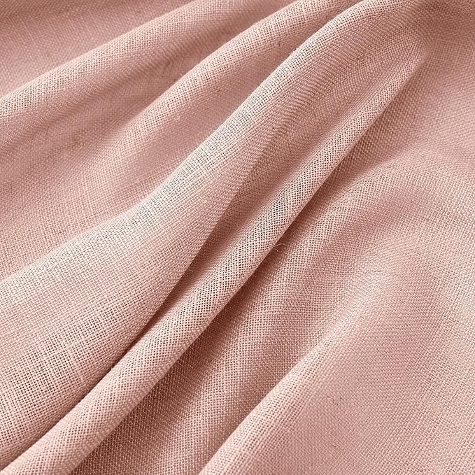 MIULEE Blush Pink Linen Curtains 84 Inch Length 2 Panels for Girls Bedroom Nursery, Soft Thick Linen Textured Window Drapes Semi Sheer Light Filtering Back Tab for Kids Living Room Light Pink Decor