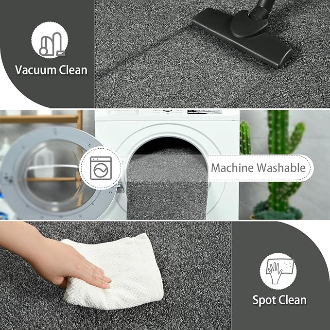 AROGAN Washable 2x8 Runner Rug for Hallway, Long Runner Rugs wtih Soft Memory Foam for Bedroom, Non Slip Backing Carpet Runners for Hallways, Kitchen, Bathroom, Entryway Home Decor, Black and White