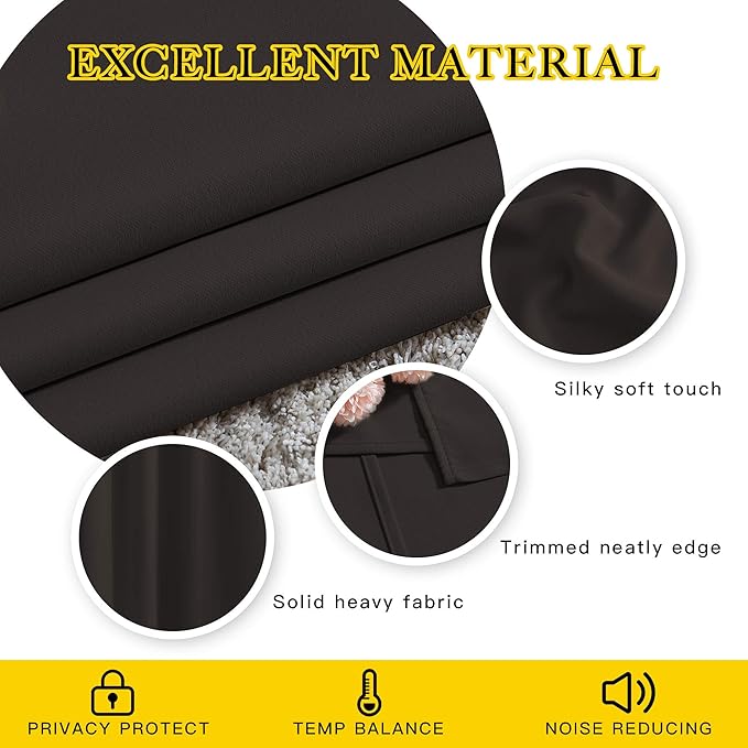 NICETOWN Toffee Brown Blackout Curtains 80 inch Length 2 Panels Set - Grommet Thermal Insulated Window Treatments Light & Sound Blocking Drapes for Living Room/Doorway, W46 x L80