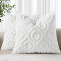 decorUhome Throw Pillow Covers 16x16 Inch Set of 2, Soft Plush Faux Wool White Solid Couch Pillow Covers, Accent Farmhouse Neutral Square Pillow Cases for Sofa Bed Living Room