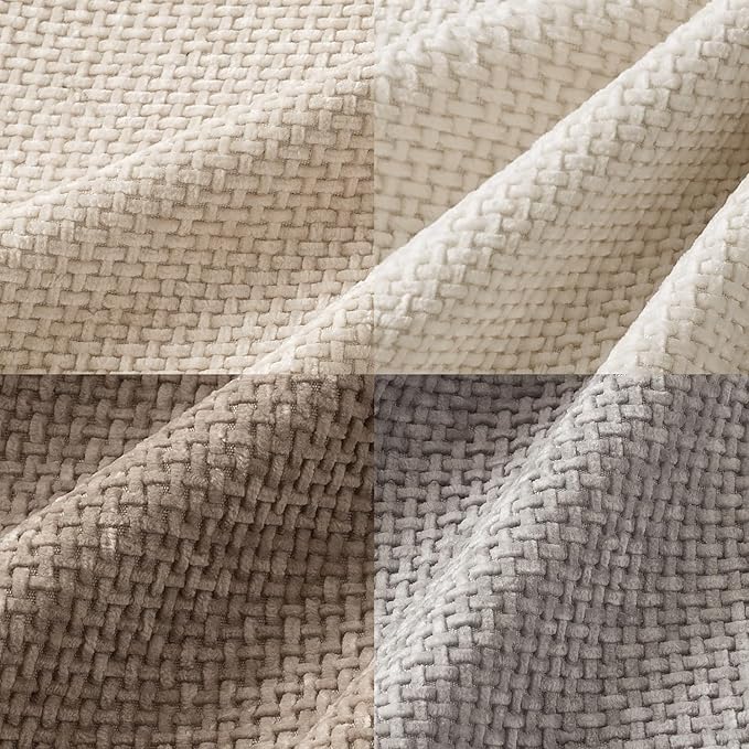 MIULEE Pack of 4 Couch Throw Pillow Covers 16x16 Inch Neutral Beige/Brown Soft Decorative Chenille Pillow Covers Farmhouse Accent Cushion Covers for Boho Spring Home Decor Sofa Bedroom Living Room
