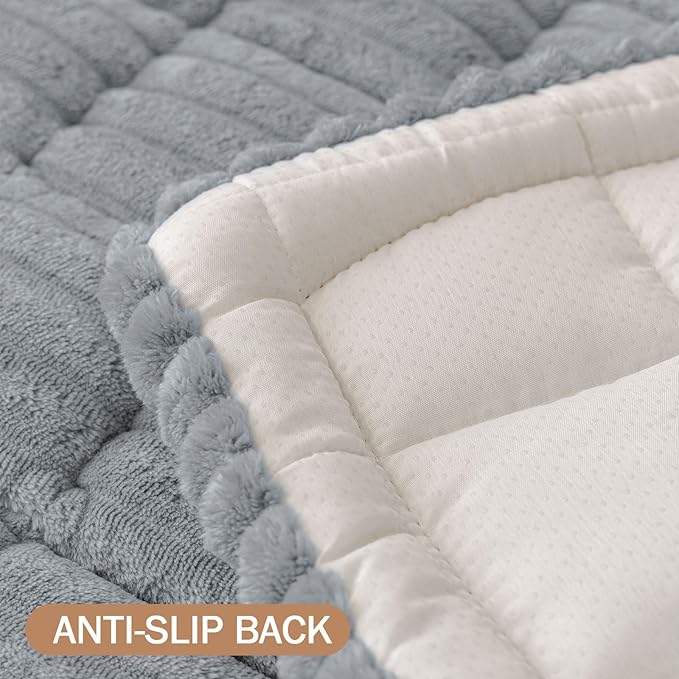 Smiry Couch Cover for Dogs Washable, Non Slip Fuzzy Pet Couch Covers for 3 Cushion Sofa Pet Friendly, Thick Soft Sofa Slipcovers Cushion Protector (Grey, 27.6" x 27.6")