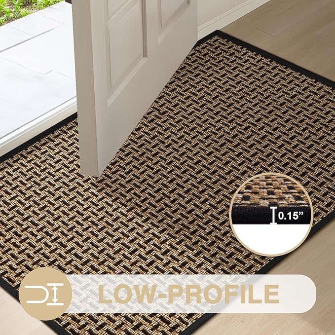LEKEEPGO Door Mat Indoor Entrance 24"x47", Absorbent Indoor Door Mat Large, Non Slip Rubber Backing Inside Door Mats, Washable Floor Mat, Low-Profile Doormat for Front Door, Entryway, Entrance, Black