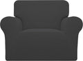 Easy-Going Stretch Oversized Chair Sofa Slipcover 1-Piece Couch Sofa Cover Furniture Protector Soft with Elastic Bottom for Kids Spandex Jacquard Fabric Small Checks Dark Gray