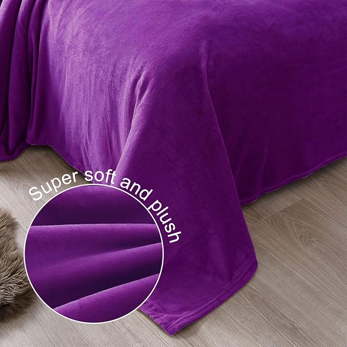 Exclusivo Mezcla Fleece Throw XL Blanket for Couch, Sofa, Super Soft and Warm Purple Blankets, All Season, Cozy, Plush, Lightweight, 50x70 Inches