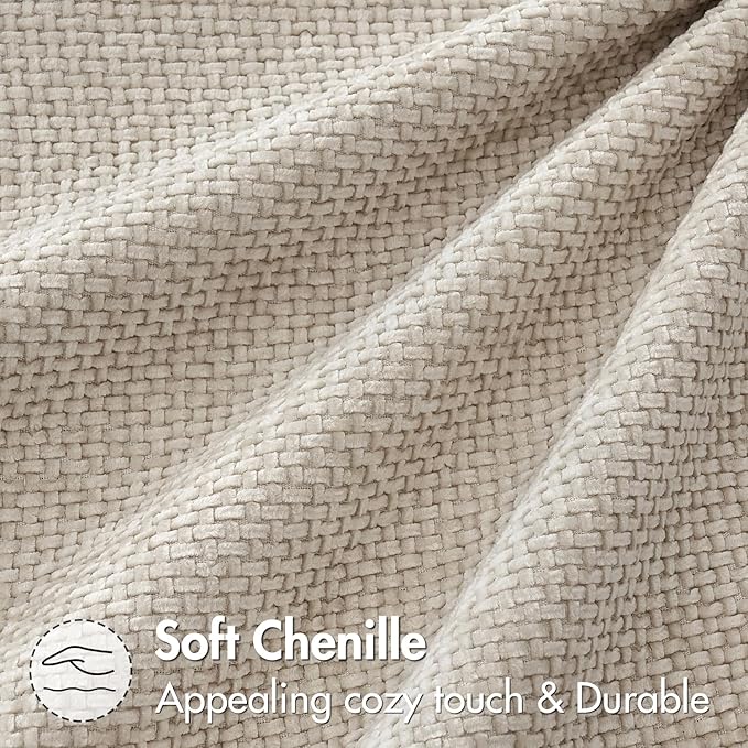 MIULEE Pack of 2 Couch Throw Pillow Covers 22x22 Inch Neutral Beige Modern Boho Accent Decorative Pillow Covers Soft Chenille Farmhouse Cushion Covers for Home Decor Bed Sofa Living Room