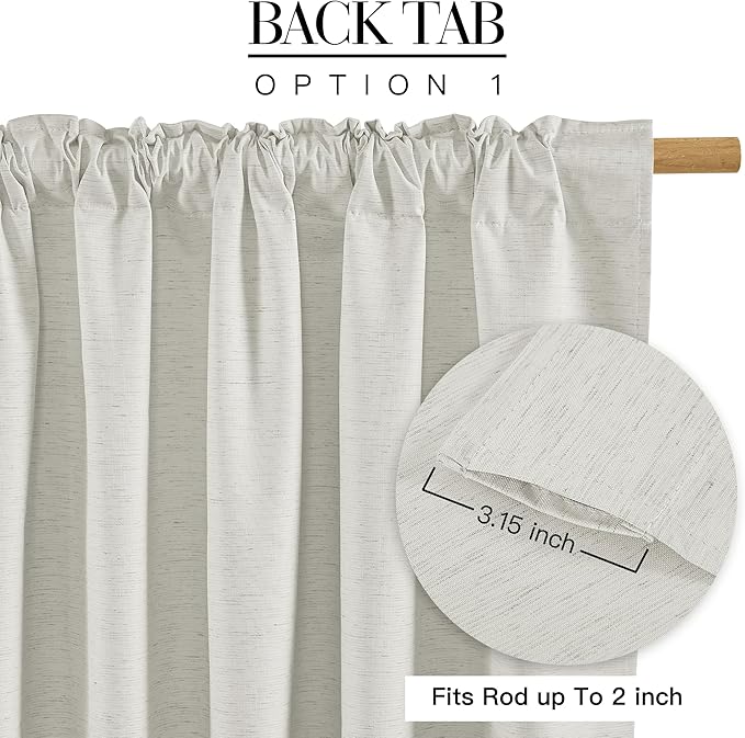 RYB HOME Ivory White 100% Blackout Curtains for Bedroom, Linen Drapes Back Tab&Rod Pocket, Thermal Insulated Privacy Assurd Curtains for Sliding Glass Doors/Dining/Living Room, W52 x L84, 2 Panels