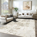 XLUEZ 6x9 Area Rugs for Living Room, Washable Modern Abstract Large Area Rug Neutral Soft Non Slip Kids Rug Stain Resistant Indoor Carpet for Bedroom Nursery Dining Room Playroom(BeigeBrown, 6'x9')