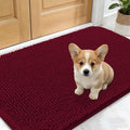 OLANLY Dog Door Mat for Muddy Paws 24x16, Absorbs Moisture and Dirt, Absorbent Non-Slip Washable Doormat, Quick Dry Chenille Mud Mat for Dogs, Entry Indoor Entryway Carpet for Inside Floor, Burgundy