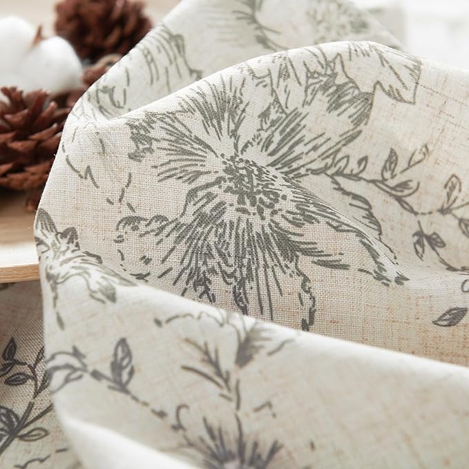 jinchan Lined Linen Blend Curtain Floral Curtains for Living Room 108 Inches Extra Long Grey Peony Flower Printed Curtain Back Tab Farmhouse Patterned Drapes Bedroom Window Curtains Set 2 Panels