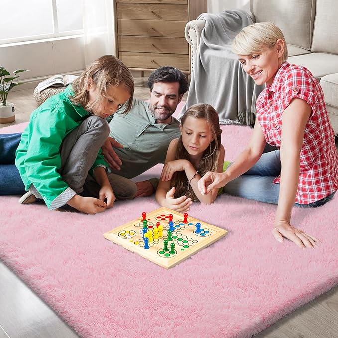 Shag Area Rugs for Bedroom Living Room,5X8 Ultra Soft Fluffy Area Rugs for Dorm, Indoor Carpet Nursery Rugs for Kids Girls Room Home Decor, Pink