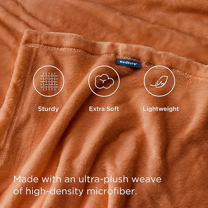 Bedsure GentleSoft Dark Orange Fleece Blanket King Size - 280GSM Soft Lightweight Plush Cozy Blankets for Bed, Sofa, Couch, Travel, Camping