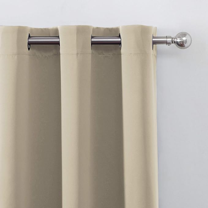 LEMOMO Beige Thermal Blackout Curtains/52 x 72 Inch/Set of 2 Panels Room Darkening Curtains for Bedroom