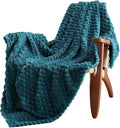 EXQ Home Fleece Blanket Twin Size for Couch or Bed - 3D Imitation Turtle Shell Jacquard Decorative Blankets - Cozy Soft Fuzzy Flannel Blanket Suitable for All Seasons(60"×80",Teal)