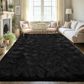 LOCHAS Ultra Soft Indoor Modern Area Rugs Fluffy Living Room Carpets for Children Bedroom Home Decor Nursery Rug 3x5 Feet, Black