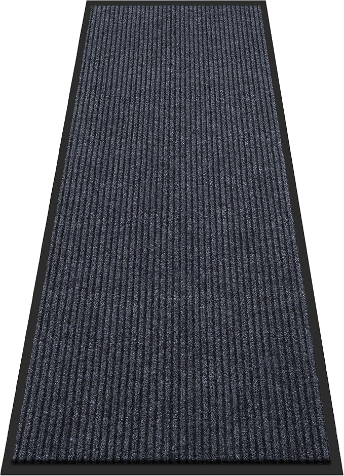 Large Indoor Outdoor Door Mat, 2' x 6' Heavy Duty Commercial Floor Mat Inside Outside Entrance, Rubber Border Doormats for Entryway, High Traffic Area, Waterproof, Low-Profile, Easy to Clean