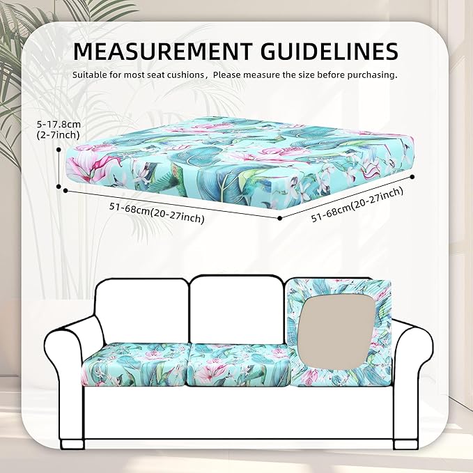 8Pcs Stretch Patio Cushion Covers,Outdoor Couch Covers Replacement,Outdoor Couch & Sofa Slipcovers,for Patio Furniture Cushion Covers,Washable Reusable urniture Protector(Hummingbird,8PCS)
