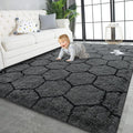 TWINNIS Super Soft Shaggy Rugs Fluffy Carpets, 6x9 Feet, Indoor Modern Plush Area Rugs for Living Room Bedroom Kids Room Nursery Home Decor, Upgrade Anti-Skid Rectangular Fuzzy Rug, Dark Gray