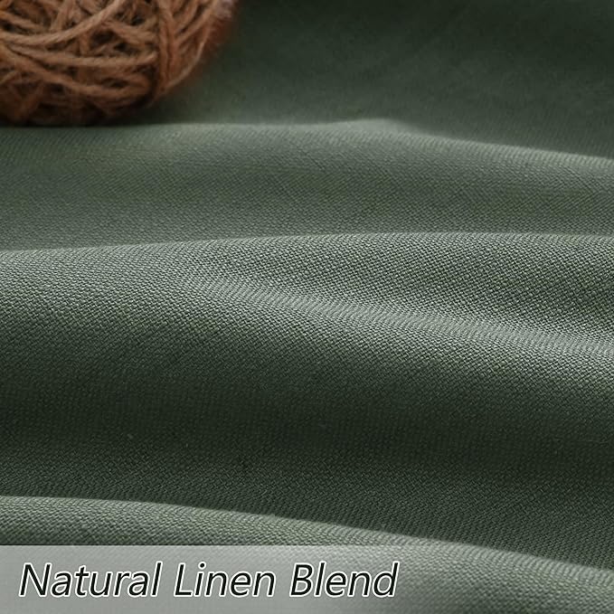 Guken Olive Green 100% Blackout Curtains 96 Inch Length 2 Panels Set for Living Room Bedroom Back Tab Thermal Insulated Black Out Linen Drapes Room Darkening Window Curtains 96 Inches Long